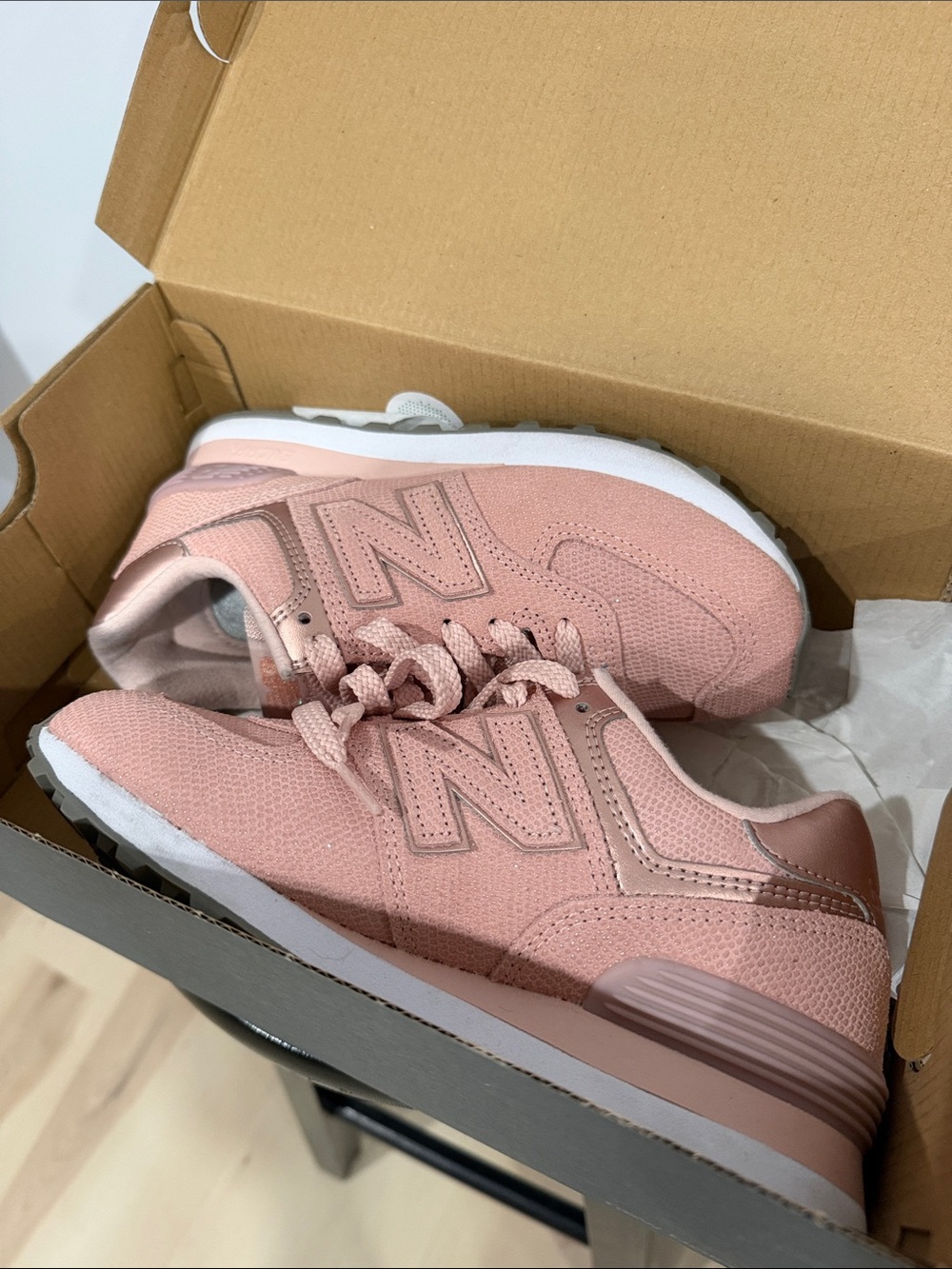 New Balance Sparkly Rosé Pink Sneakers